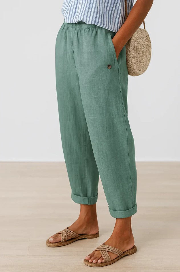 Romina | Zeitlose Leinen-Optik Hosen