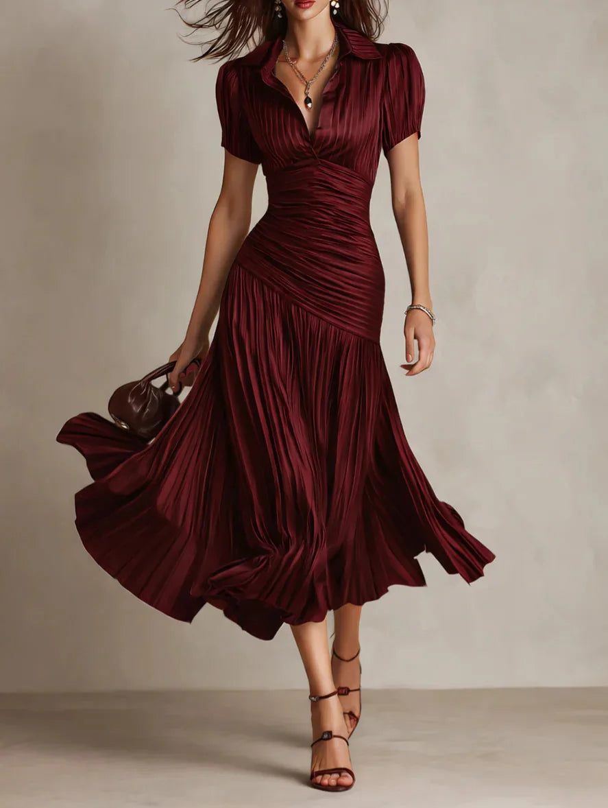 Zaffira Midi Kleid mit Falten