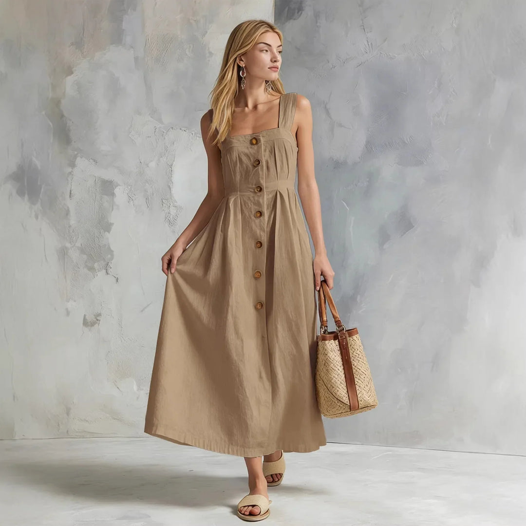 Thalassa Linen Button Maxi Dress