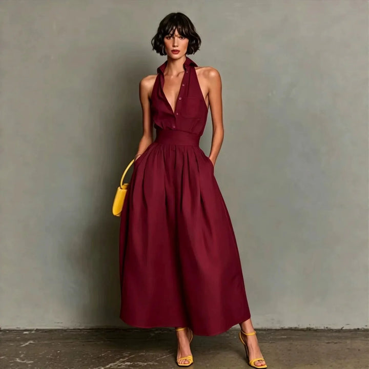 Carolina Kragen Midi Kleid