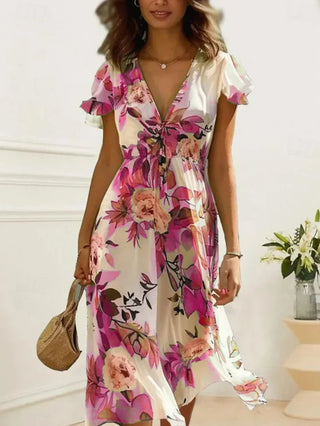 Scarlett Midi Kleid mit fließendem Blumenmuster
