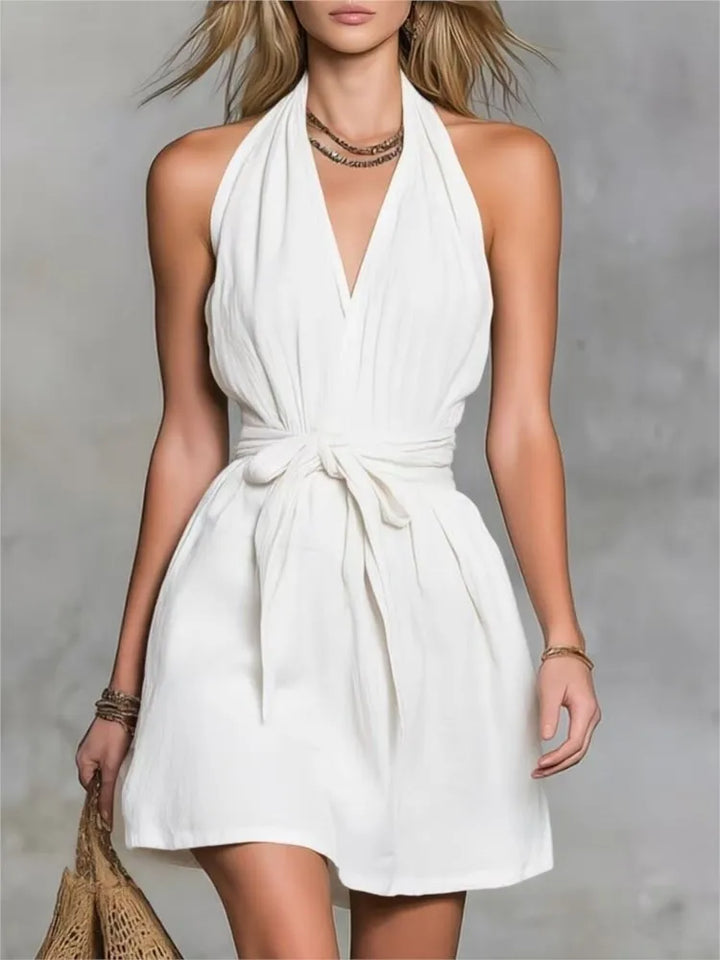 Katherine Halter Mini Dress with Drawstring