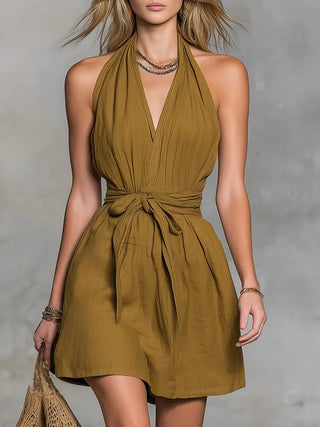 Katherine Halter Mini Dress with Drawstring