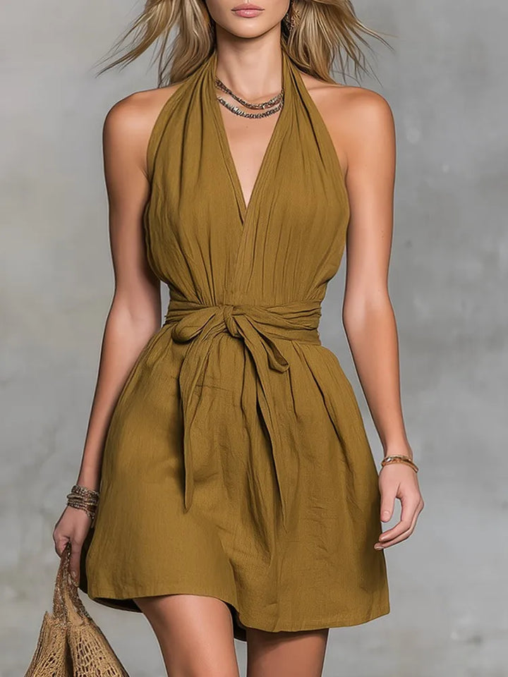 Katherine Halter Mini Dress with Drawstring