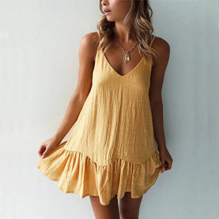 Liora Linen Ruffled Summer Dress