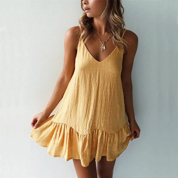 Liora Linen Ruffled Summer Dress