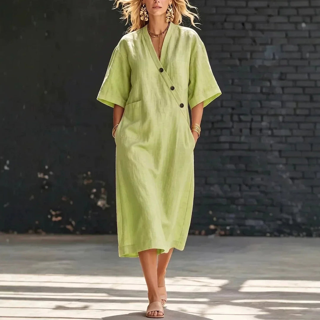 Selene Sommer Leinen Midi Dress