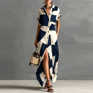 Victoria Bedrucktes Maxikleid mit Knopfleiste