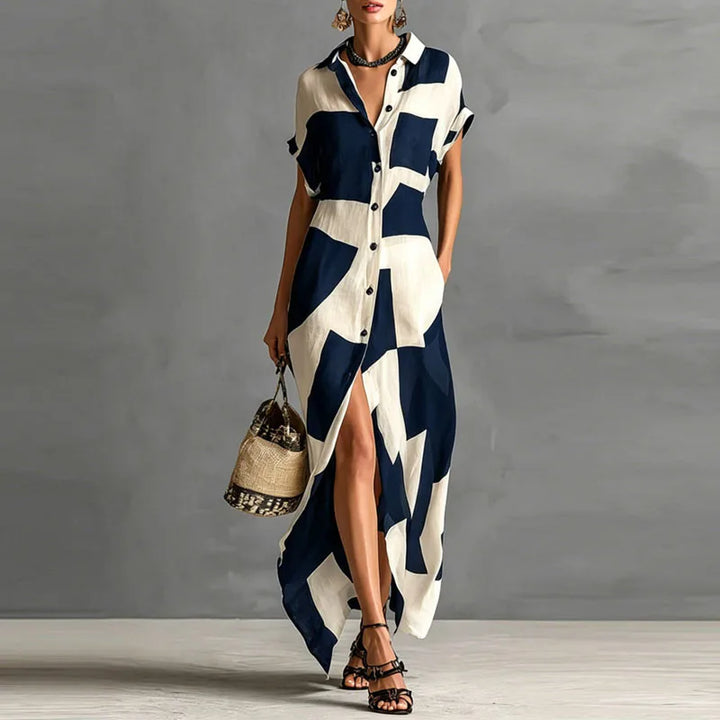 Victoria Bedrucktes Maxikleid mit Knopfleiste