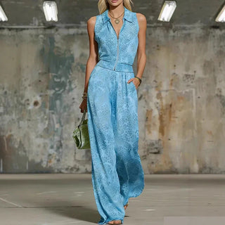 Darla Strukturierter Jumpsuit mit Weitbeinen