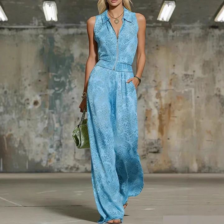 Darla Strukturierter Jumpsuit mit Weitbeinen