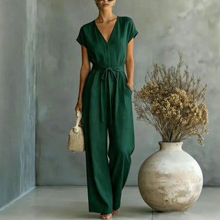 Carol V-Neck Jumpsuit Set