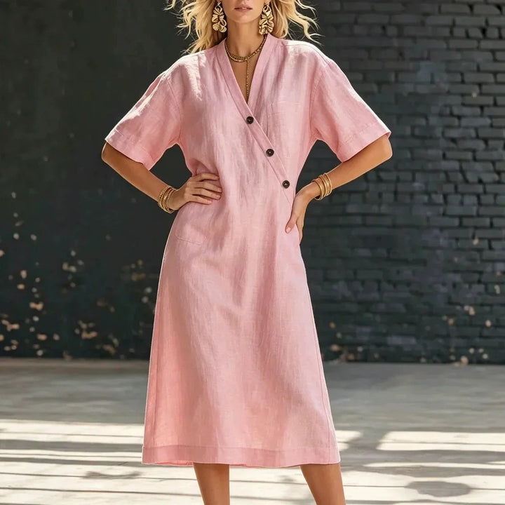 Selene Sommer Leinen Midi Dress