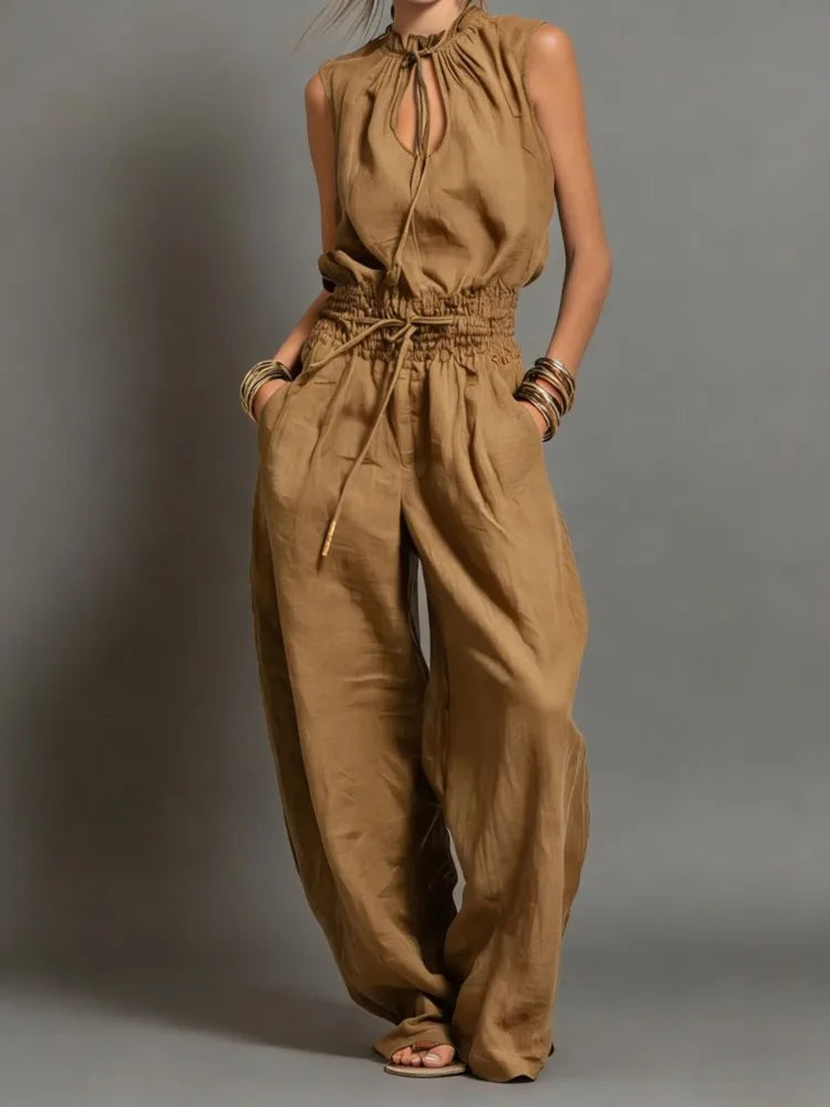 Georgia Wide-Leg Drawstring Jumpsuit