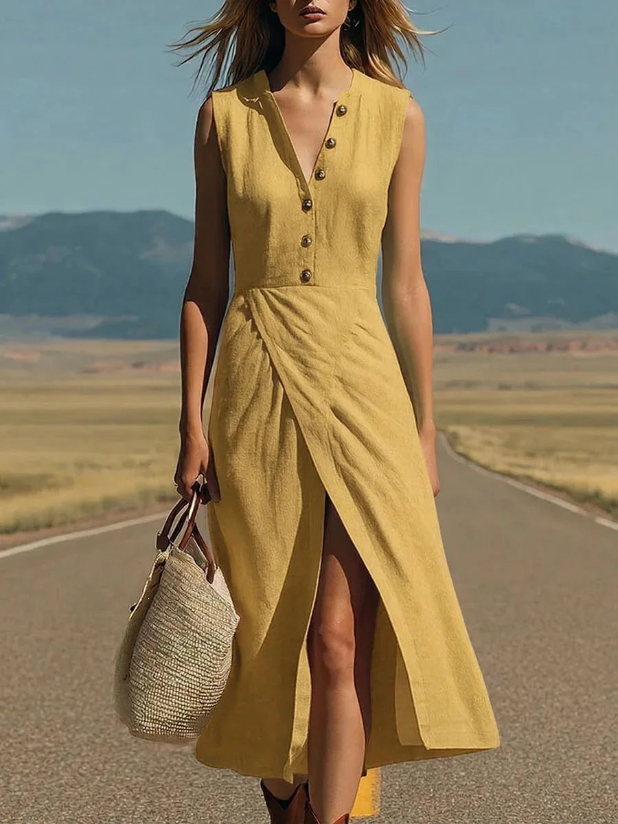 Ginnie Luftiges Midi-Kleid mit Knopfdetails