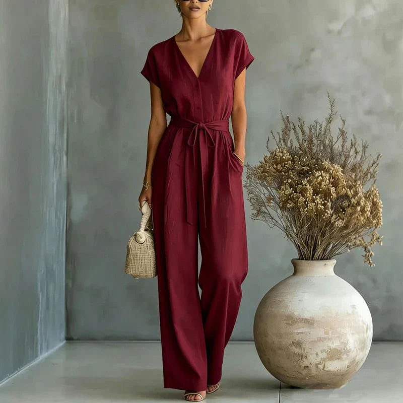 Carol V-Neck Jumpsuit Set