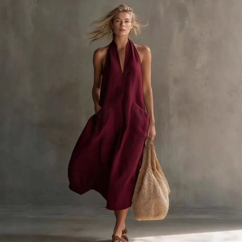 Greta Linen Halter Maxi Dress
