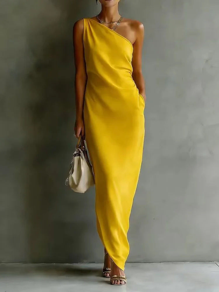 Alessia Maxikleid mit asymmetrischem Träger