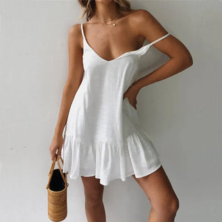 Liora Linen Ruffled Summer Dress