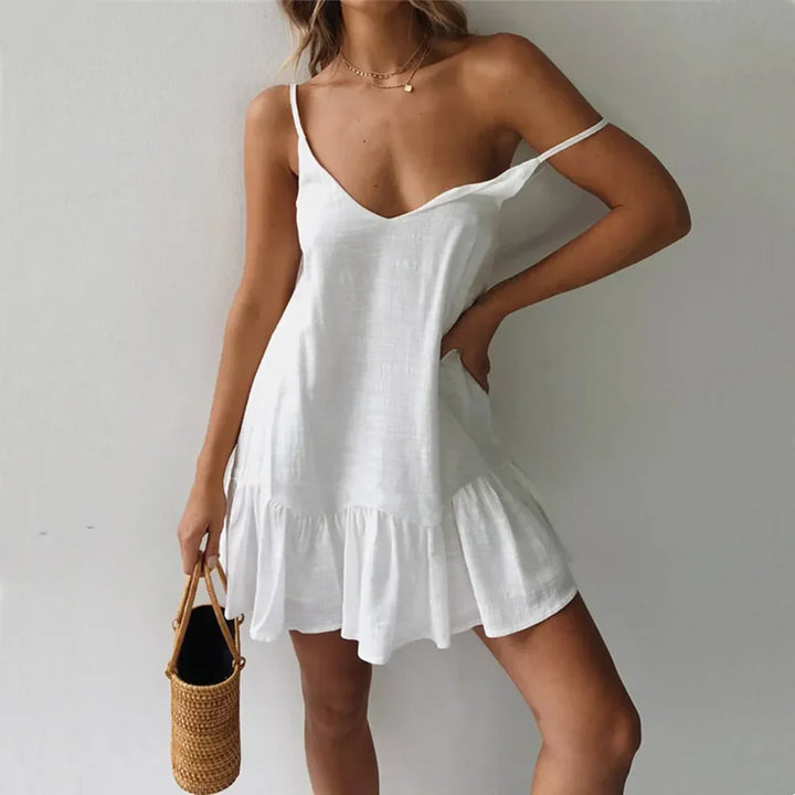 Liora Linen Ruffled Summer Dress