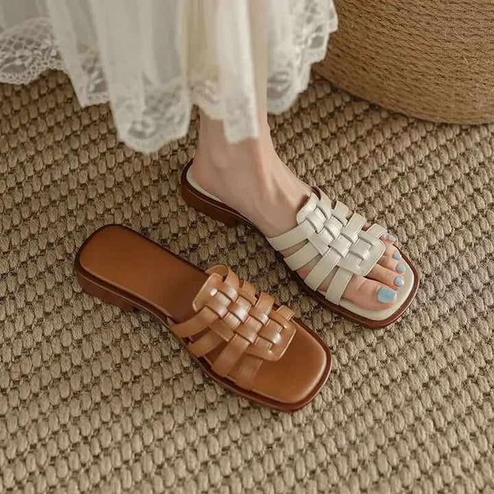 Rory Komfort Leder Flache Sandalen
