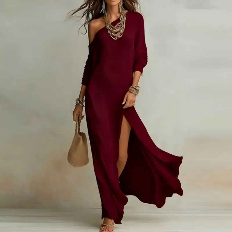 Elenora One-Shoulder Knit Dress