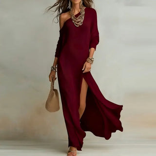 Elenora One-Shoulder Knit Dress