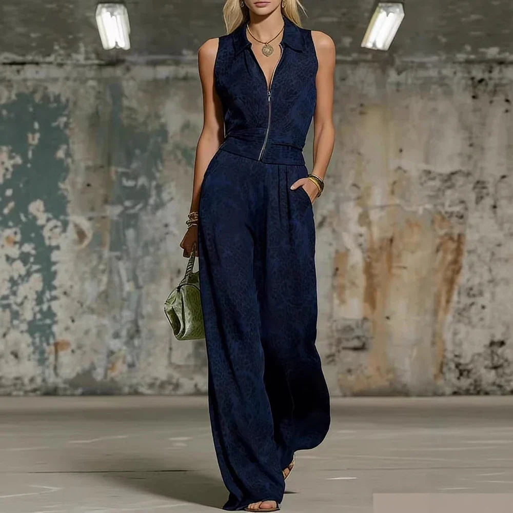 Darla Strukturierter Jumpsuit mit Weitbeinen