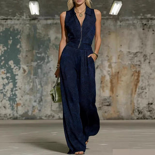 Darla Strukturierter Jumpsuit mit Weitbeinen