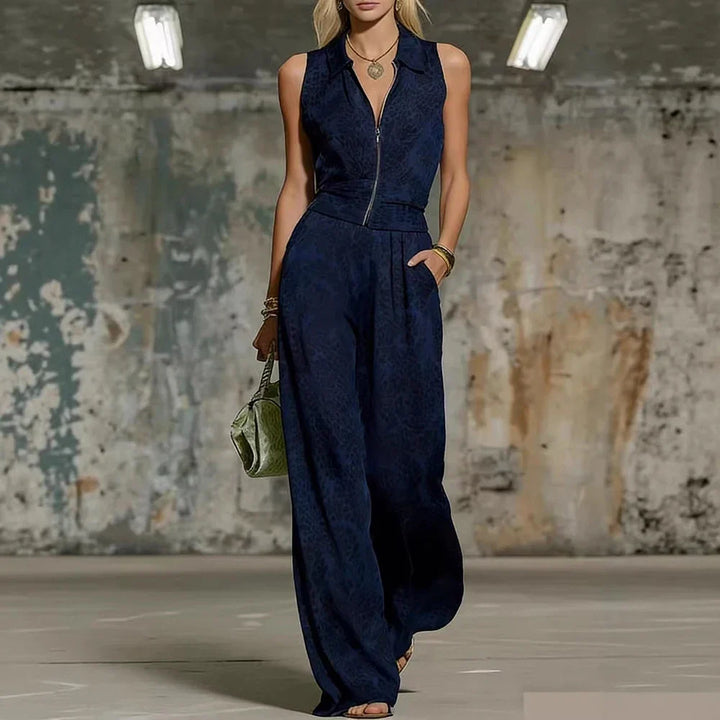 Darla Strukturierter Jumpsuit mit Weitbeinen