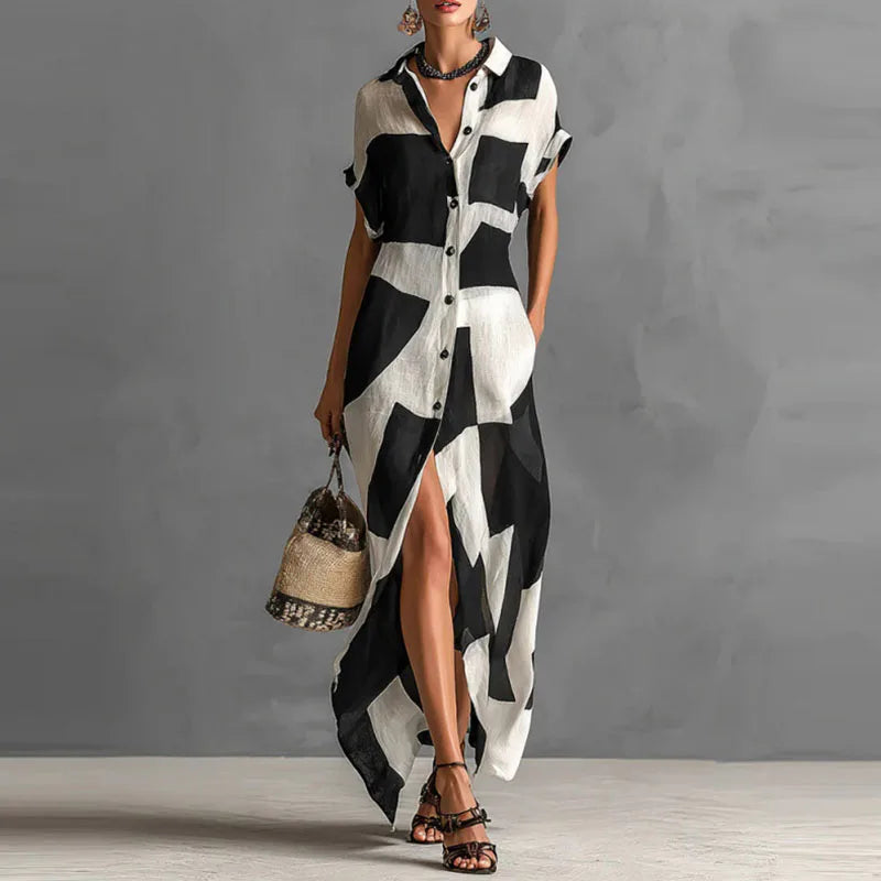 Victoria Bedrucktes Maxikleid mit Knopfleiste