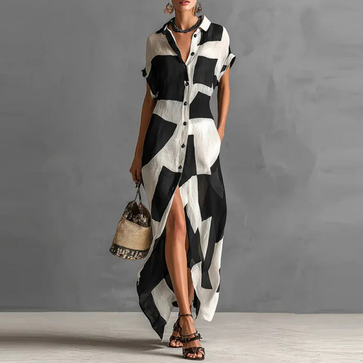 Victoria Bedrucktes Maxikleid mit Knopfleiste
