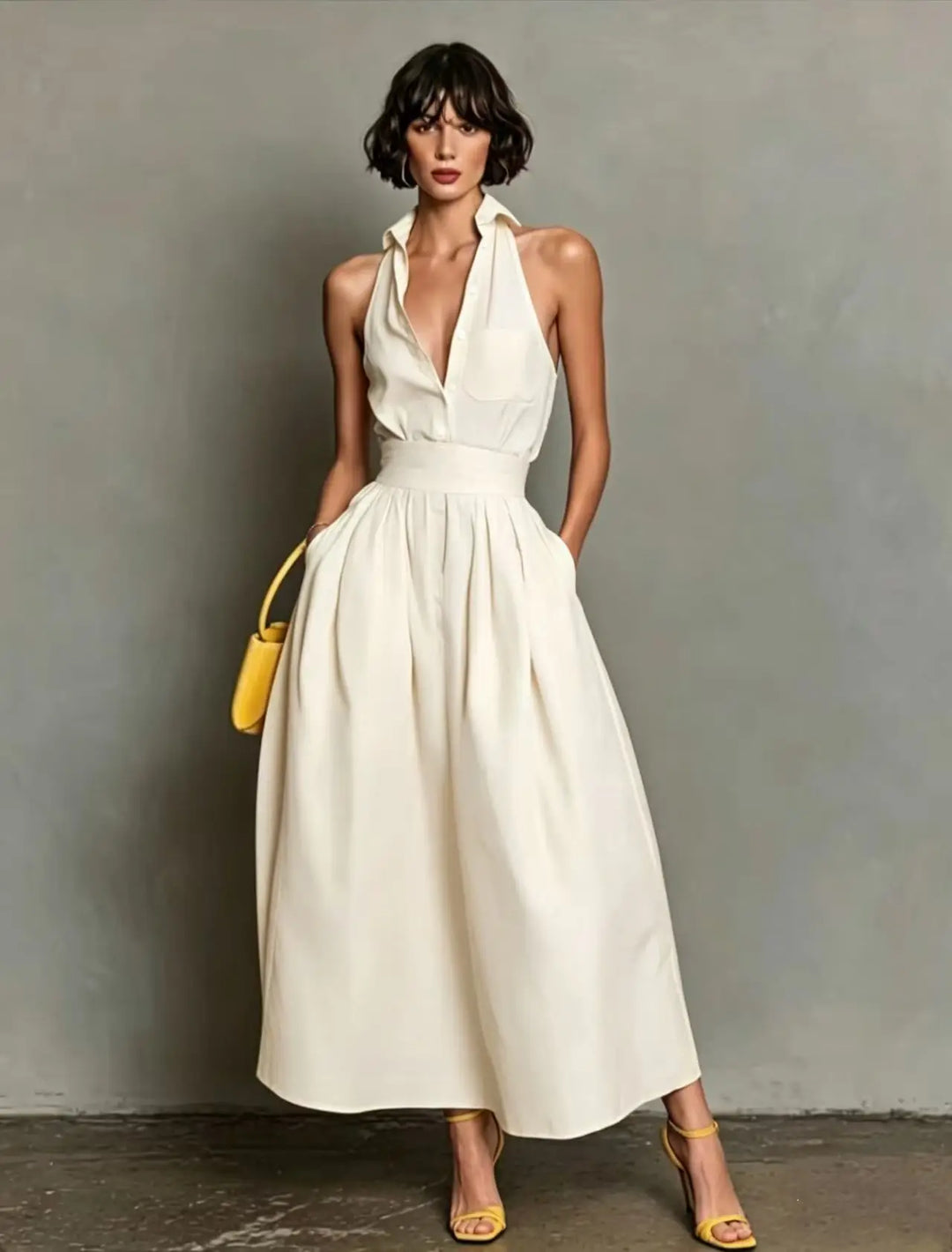 Carolina Kragen Midi Kleid