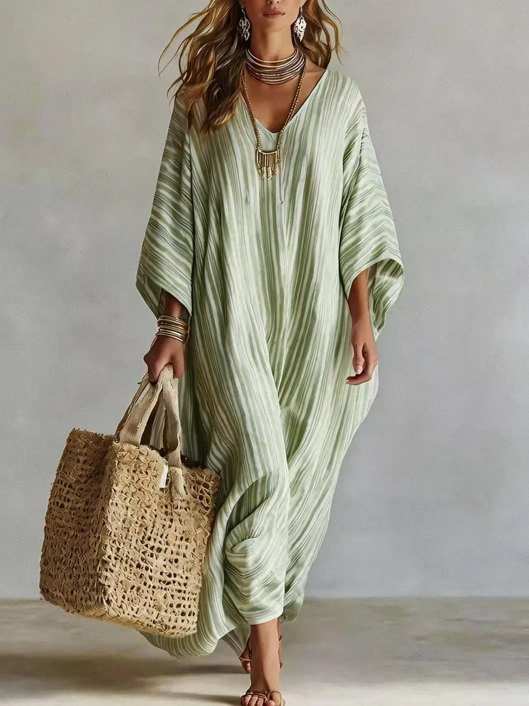 Gestreiftes Leinen-Sommerkleid von Monica
