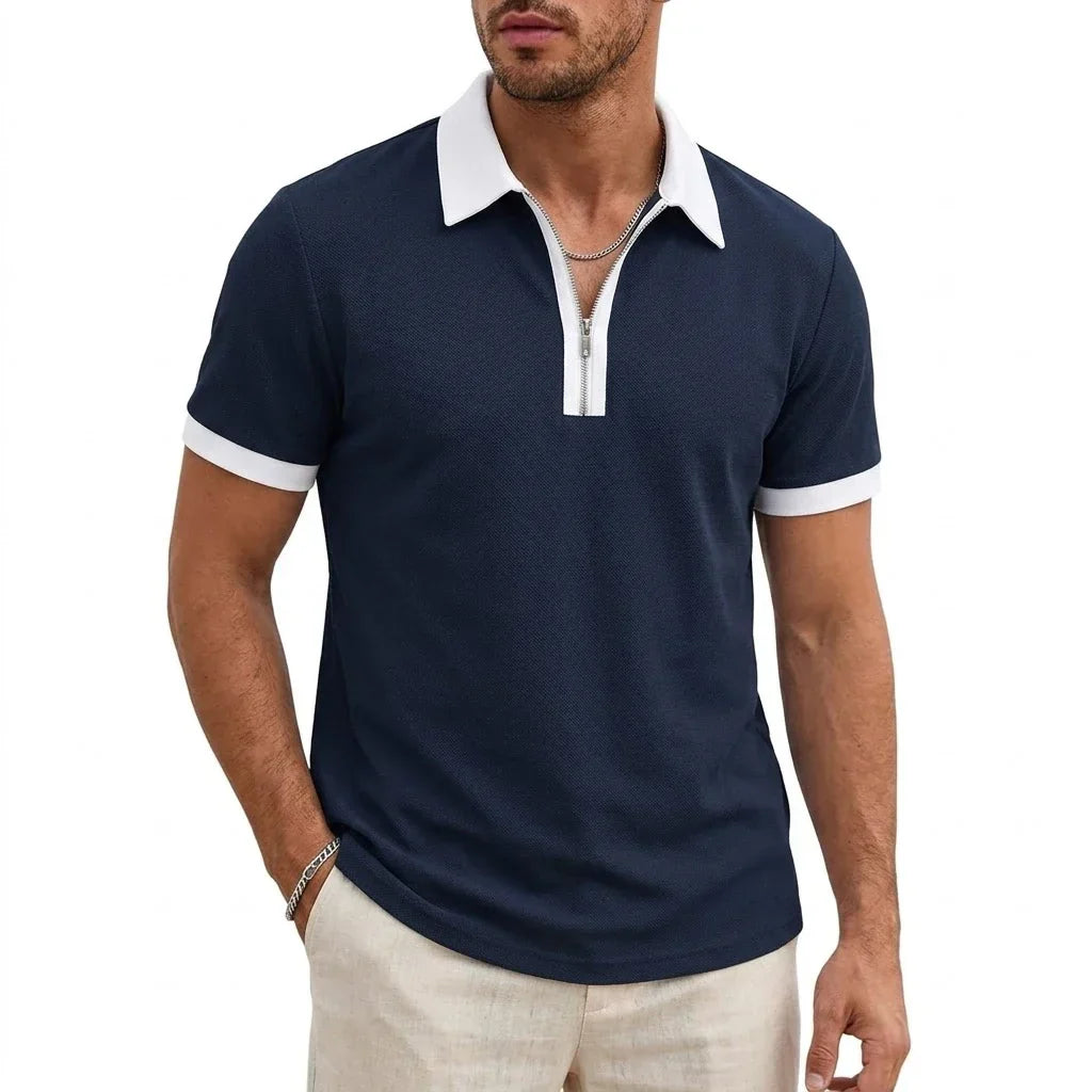 David Atmungsaktives Polo-Shirt mit Reißverschluss