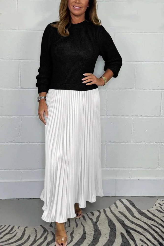 Michelle | Maxikleid mit Jersey und Faltenrock