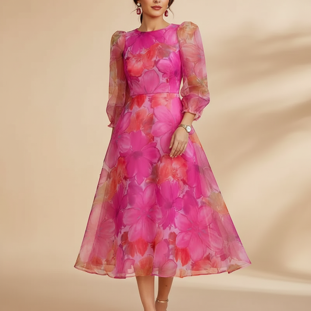 Delilah Floral Midi-Kleid für Hochzeitsgäste