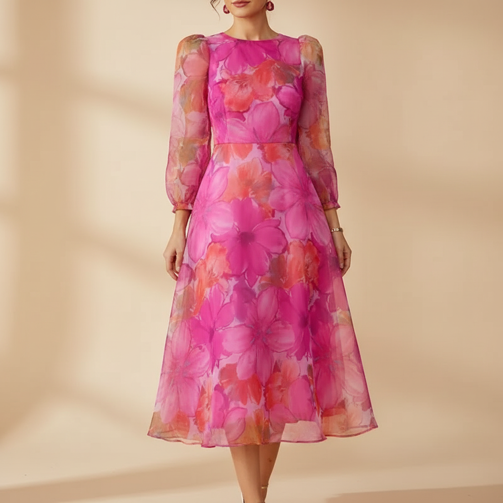 Delilah Floral Midi-Kleid für Hochzeitsgäste
