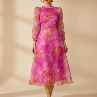 Delilah Floral Midi-Kleid für Hochzeitsgäste