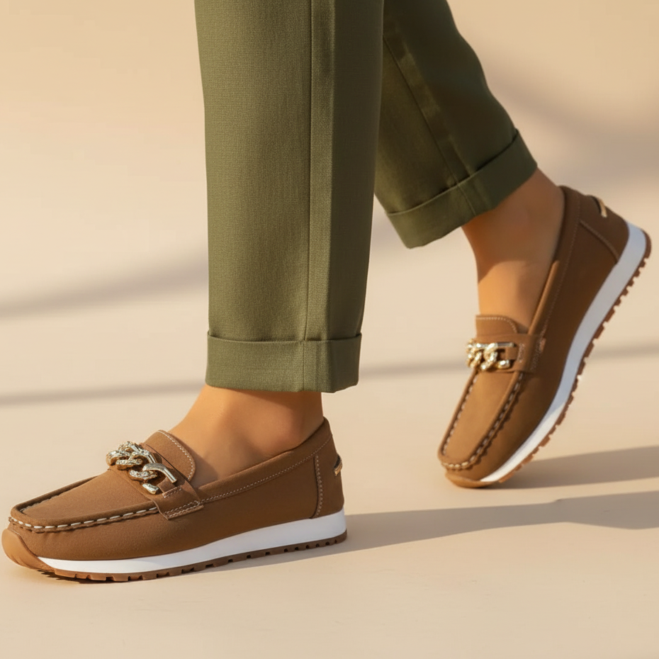 Mary Metallic Buckle Loafers