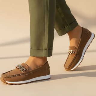Mary Metallic Buckle Loafers