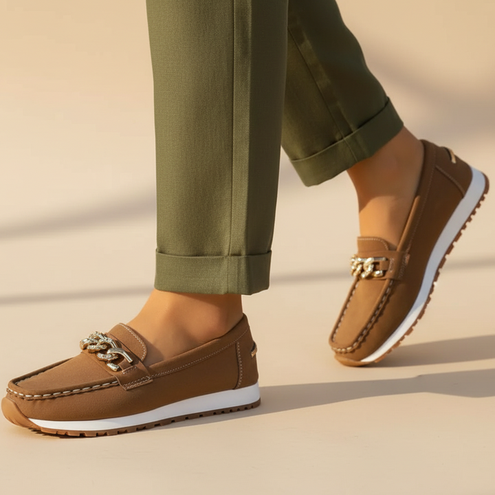 Mary Metallic Buckle Loafers