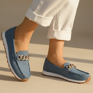 Mary Metallic Buckle Loafers