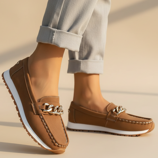 Mary Metallic Buckle Loafers