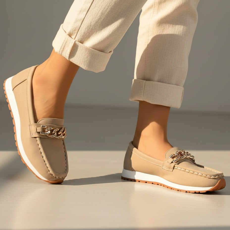 Mary Metallic Buckle Loafers