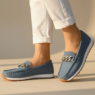 Mary Metallic Buckle Loafers