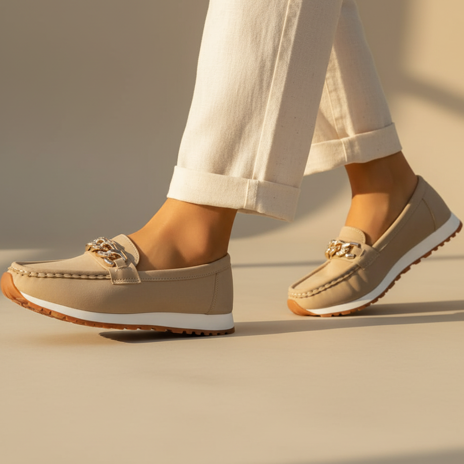 Mary Metallic Buckle Loafers