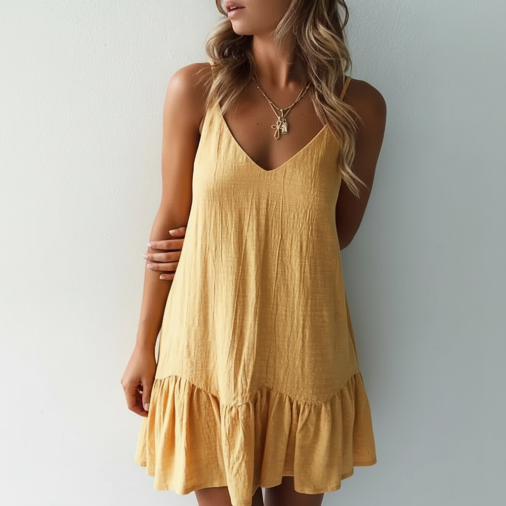 Liora Linen Ruffled Summer Dress