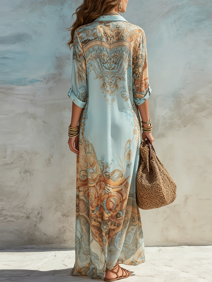 Louise | Maxikleid Chemisier Mittelmeer.