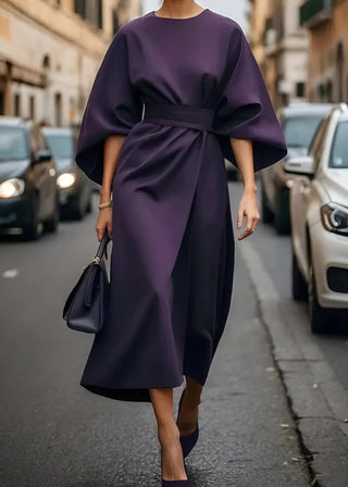 Fließendes Maxikleid aus Velours mit Gürtel